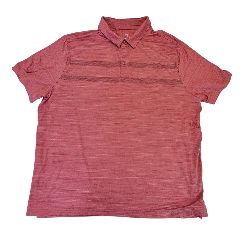 George Mens 2XL Heathered Performance Golf Polo‎ Shirt Rose Short Sleeve Casual